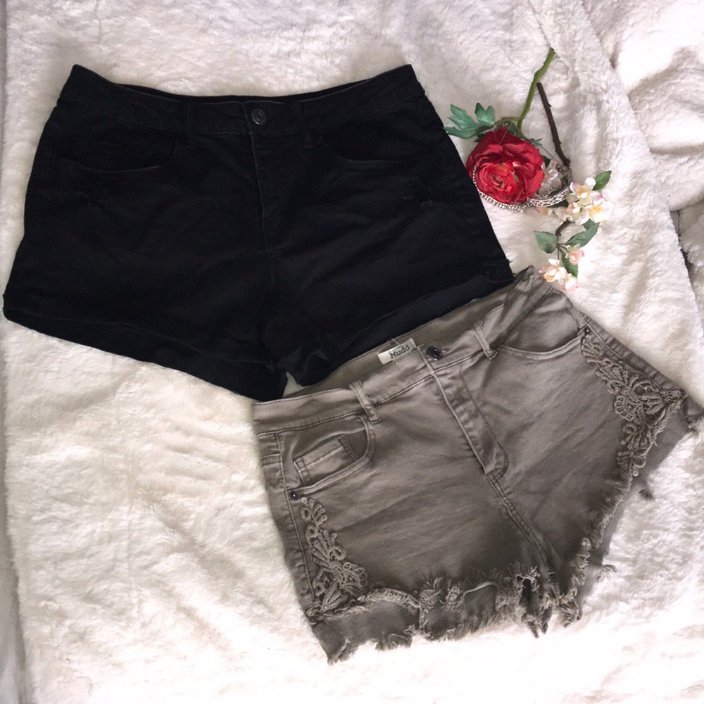 Mudd, Army Green/Tan Jean Shorts (can bundle)